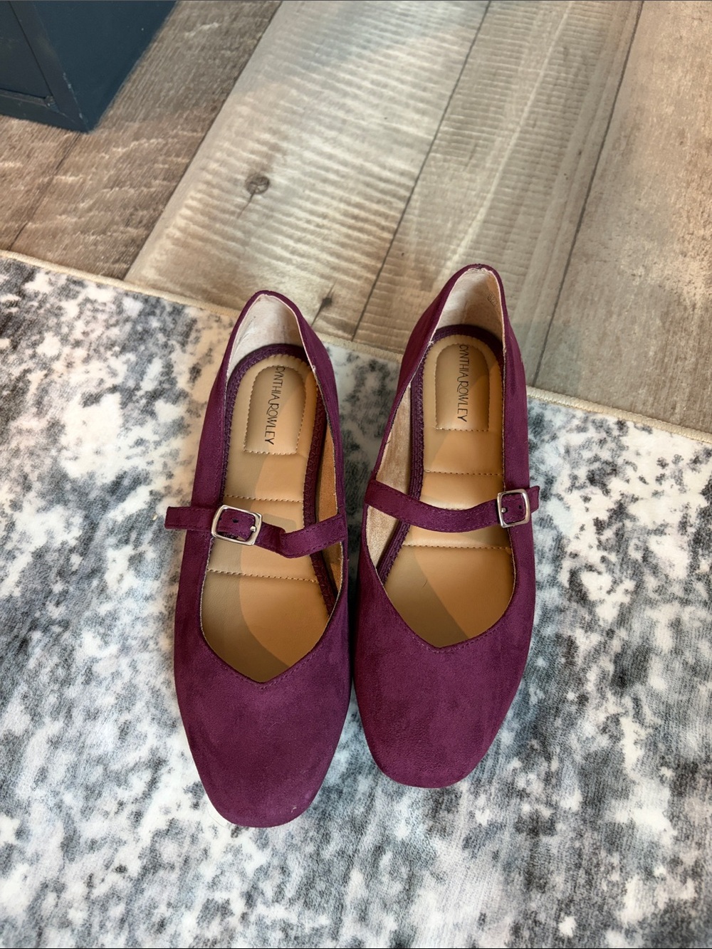 Cynthia Rowley Plum Suede Mary Jane Flats - Picture 1 of 1